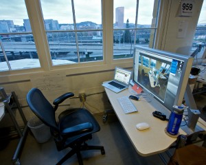 Computer, desk, and chair, office space