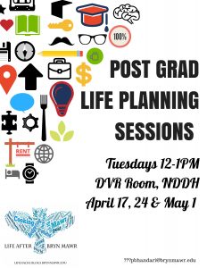 Life After Bryn Mawr Open Session Poster - Tuesdays 12-1 in DVR on April 17, 24, and May 1