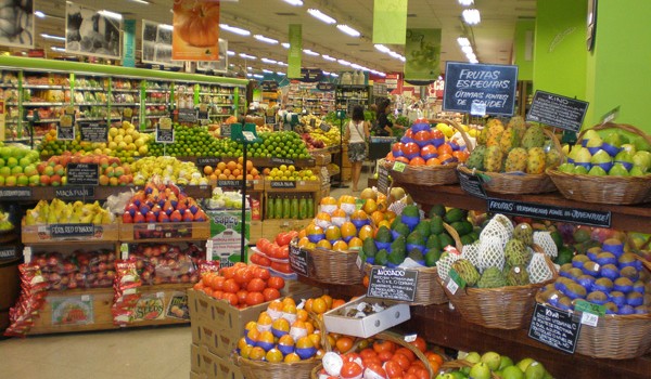 Fruits displayed at a supermarket