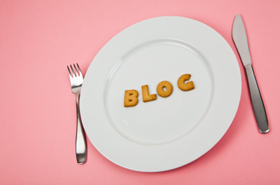 The word Blog as crackers on a plate